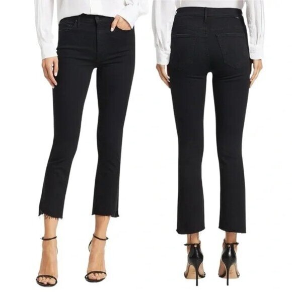 Mother The Insider Crop Two Step Fray Crop Black Jeans Womens Size 27 - Picture 1 of 9